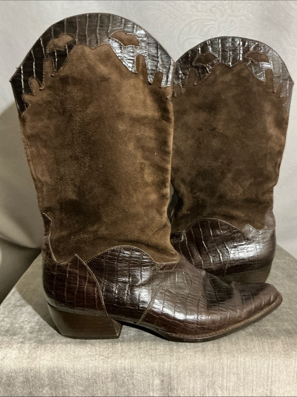 Vintage Van Eli Lizard/Suede Western Boots